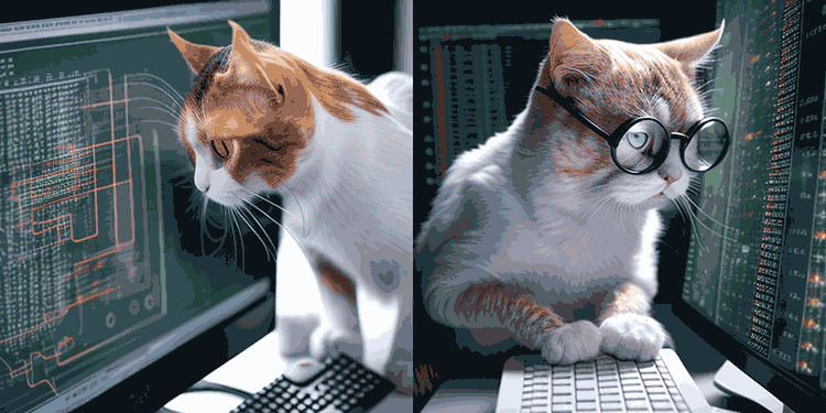 القط يفحص مجموعات البيانات